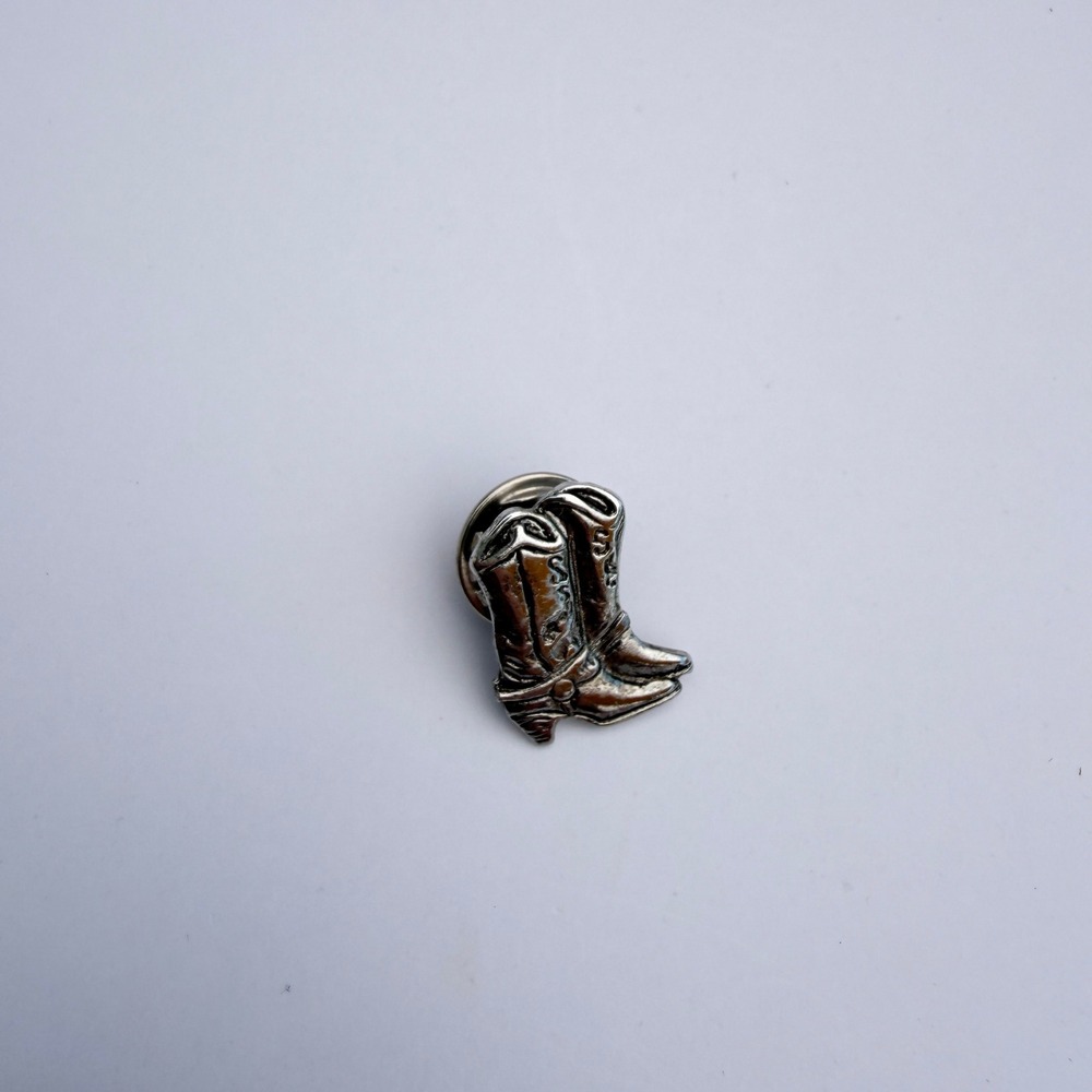 Cowboy Boots Lapel Pin Hat Bag Silver Tone Metal Western Country Core - Picture 2 of 9